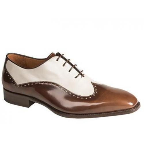 Mezlan "Alsina" Cognac / Pearl Genuine Calfskin Oxford Shoes